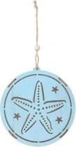 decoratiehanger led ster 14,5 cm hout blauw