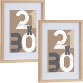 2x stuks houten fotolijst bruin geschikt voor een foto van 21 x 30 cm of 30 x 40 cm