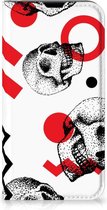 Bookstyle Case Geschikt voor iPhone 13 mini Smart Cover Skull Red