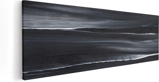Artaza - Peinture sur toile - Art abstrait - Zwart avec des lignes Witte - 90x30 - Photo sur toile - Impression sur toile