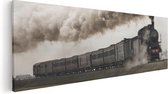 Artaza Canvas Schilderij Locomotief Trein met Rook Wolken - 120x40 - Groot - Foto Op Canvas - Canvas Print