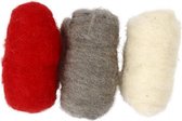 gekaarde wol rood/ bruin 10 gram 3 stuks