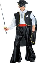 Widmann - Zorro Kostuum - Zwarte Ruiter Bandido Kostuum Jongen - Zwart - Maat 140 - Carnavalskleding - Verkleedkleding