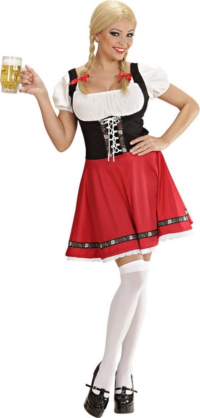 Widmann - Boeren Tirol & Oktoberfest Kostuum - Verleidelijke Heidi Kostuum Vrouw - Rood - XL - Bierfeest - Verkleedkleding
