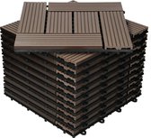 ECD Germany WPC patio tegels 30x30cm 55er Spar Set für 5m² donkerbruin mozaïekhout look voor tuinbalkonvloeren met afwatering kliksysteem vlonders balkon tegels klik tegels hout