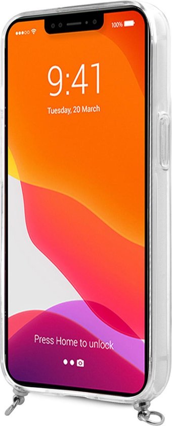 Coque transparente Guess - Hardcase Backcover - iPhone 13 Mini - Rayure grise 4G - Bandoulière