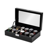 Mats Meier Mont Fort zwarte horlogebox voor 12 horloges - Zwart