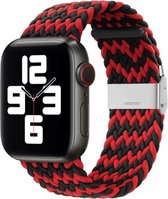 By Qubix Braided nylon bandje - Zwart - Rood - Geschikt voor Apple Watch 38mm - 40mm - 41mm - Compatible Apple watch bandje - smartwatch bandje nylon