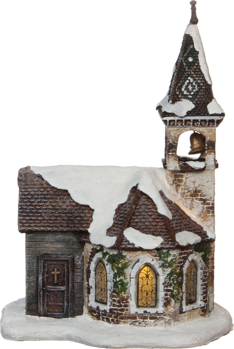 LuVille Kerstdorp Miniatuur Kerk St. Charlier - L17 x B14 x H24 cm – foto 3