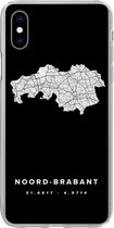Geschikt voor iPhone Xs hoesje - Noord-Brabant - Zwart - Wegenkaart Nederland - Siliconen Telefoonhoesje