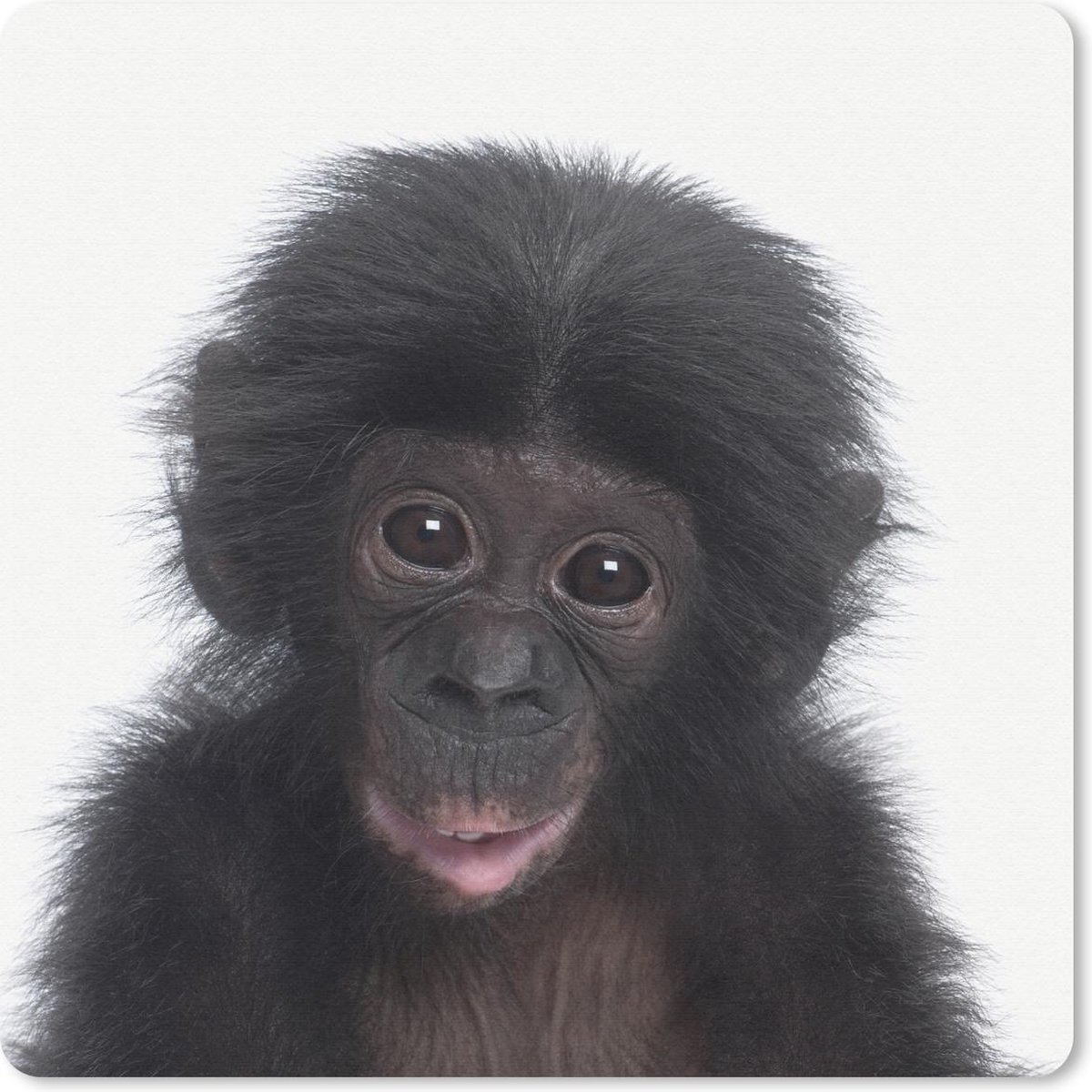 Muismat 20x20 cm - Mousepad Chimpansee - Dieren - Roze - Muismatten