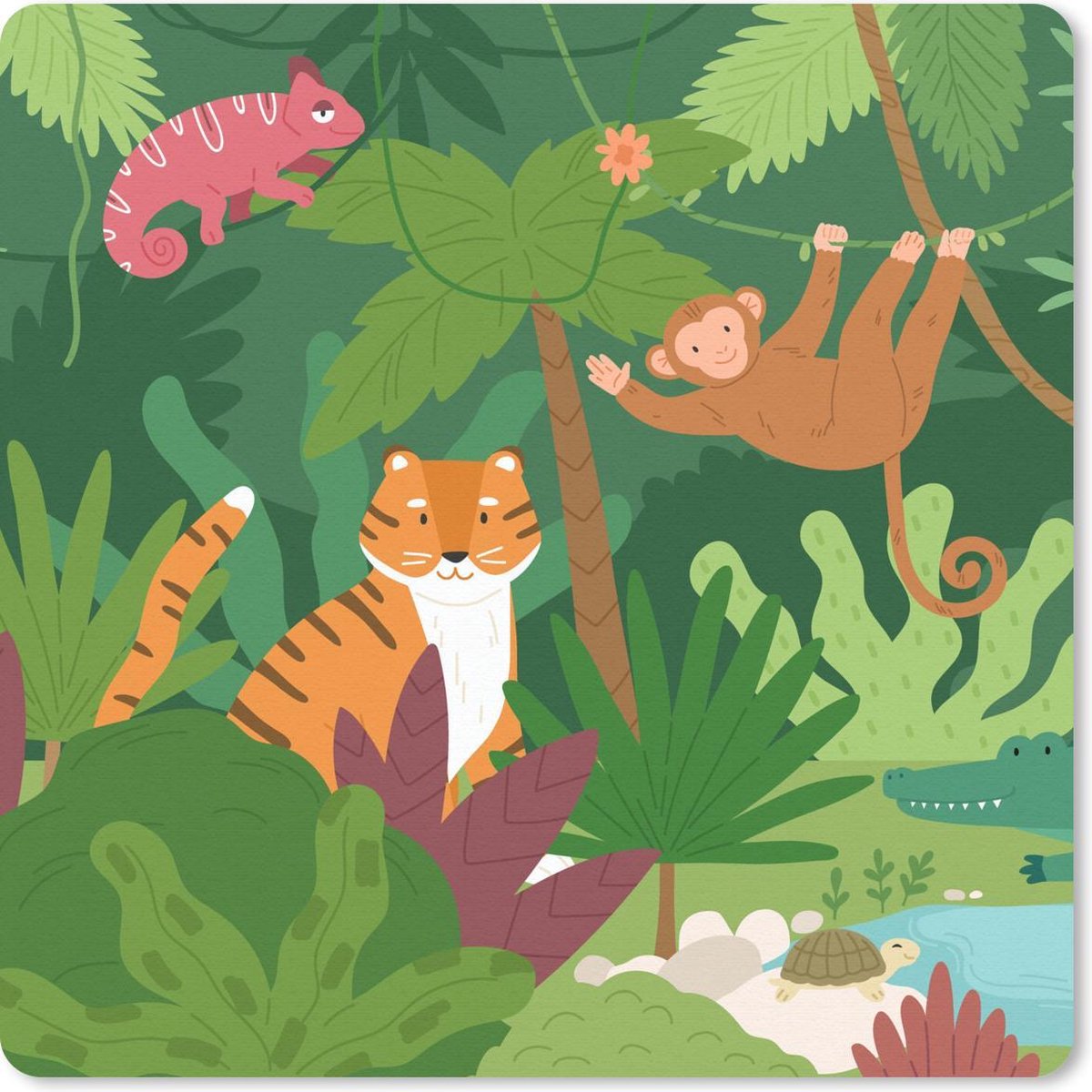 Muismat 20x20 cm - Mousepad Jungle - Dieren - Wild - Muismatten