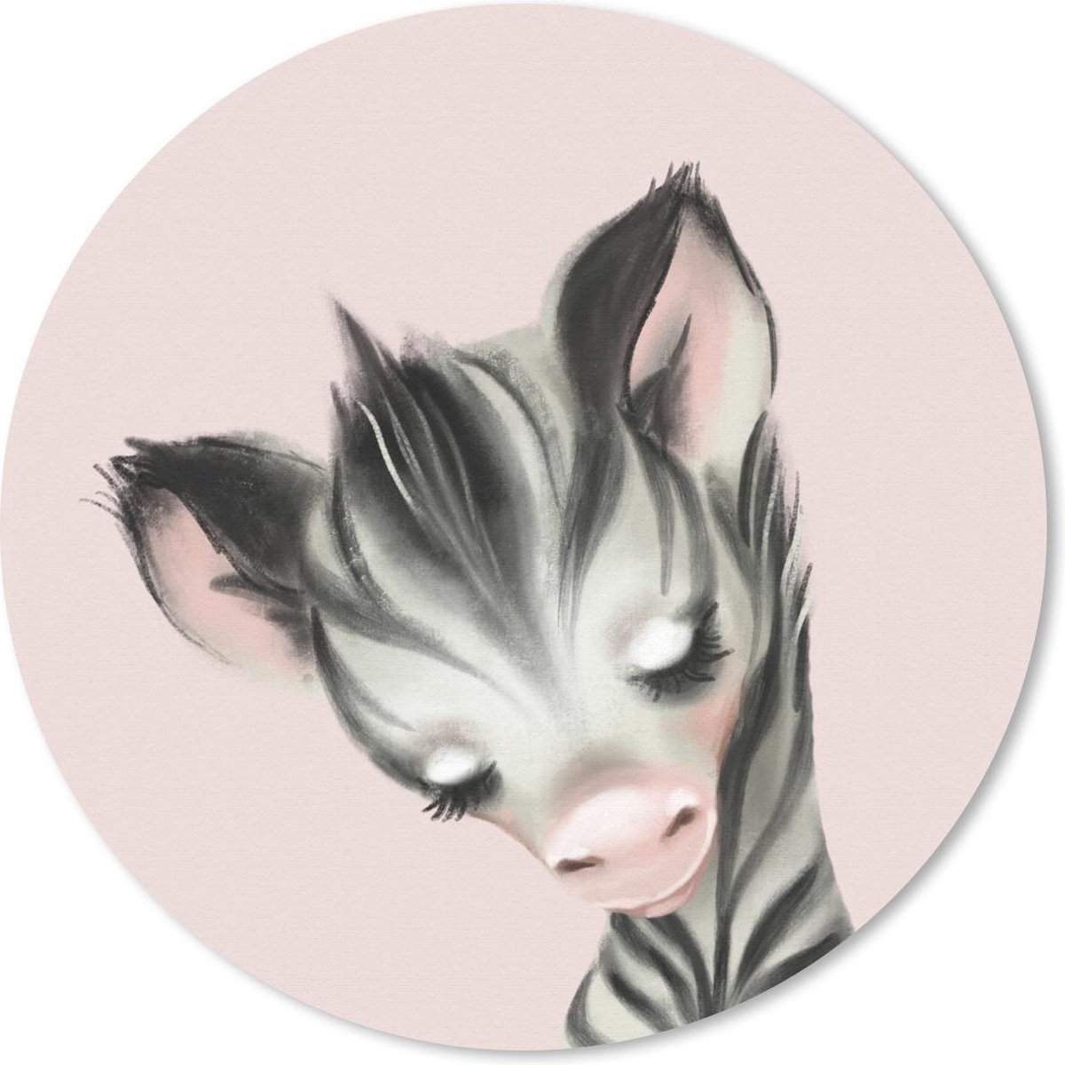 Muismat rond 40x40 cm - Mousepad Zebra - Kinderen - Roze - Ronde muismatten