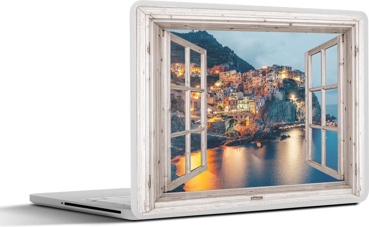Laptop sticker - 14 inch - Doorkijk - Italië - Zee - 32x5x23x5cm - Laptopstickers - Laptop skin - Cover