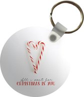 Sleutelhanger - Kerst - Snoep - Quote - Plastic - Rond - Uitdeelcadeautjes - Kerst - Cadeau - Kerstcadeau voor mannen en voor vrouwen