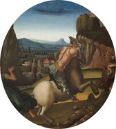 Sint Joris en de draak, Luca Signorelli - Foto op Dibond - ⌀ 30 cm