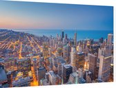 Skyline van Chicago Downtown tijdens avondschemering - Foto op Dibond - 90 x 60 cm