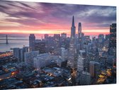 Dramatische wolken kleuren de skyline van San Francisco - Foto op Dibond - 90 x 60 cm