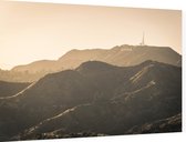 Zonsondergang achter de Hollywood Hills bij Los Angeles - Foto op Dibond - 90 x 60 cm