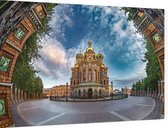 Artistiek beeld van de Orthodoxe kerk in Sint-Petersburg - Foto op Dibond - 90 x 60 cm
