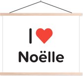 Posterhanger incl. Poster 120x90 cm - Schoolplaat - I love - Noëlle - Meisje - Textielposter - Blanke latten