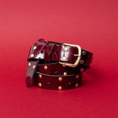 BELT LEATHER LAQUE BORDEAUX GOLD STUDS