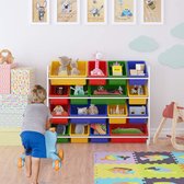 Opbergrek voor kinderspeelgoed - Massief hout - Opberger voor kleuterspeelgoed - Kast - Boekenrek voor baby's - Meerlaagse plank voor huishoudelijk gebruik