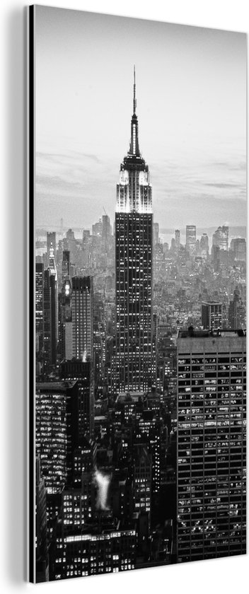 Wanddecoratie Metaal - Aluminium Schilderij - New York City zwart-wit fotoprint