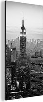Wanddecoratie Metaal - Aluminium Schilderij Industrieel - New York City zwart-wit fotoprint - 20x40 cm - Dibond - Foto op aluminium - Industriële muurdecoratie - Voor de woonkamer/slaapkamer