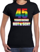 Hot en sexy 45 jaar verjaardag cadeau t-shirt zwart - dames - 45e verjaardag kado shirt Gay/ LHBT kleding / outfit S