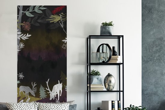 Affiche Une illustration d'une forêt la nuit - 80x160 cm