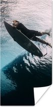 Poster Surfer duikt - 75x150 cm