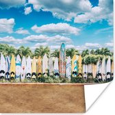 Poster Surfplanken op een rij - 75x75 cm