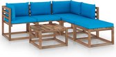 Decoways - 6-delige Loungeset pallet met kussens geïmpregneerd grenenhout