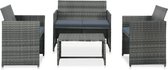 Decoways - 4-delige Loungeset met kussens poly rattan grijs