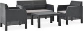 Decoways - 4-delige Loungeset met kussens PP antracietkleurig