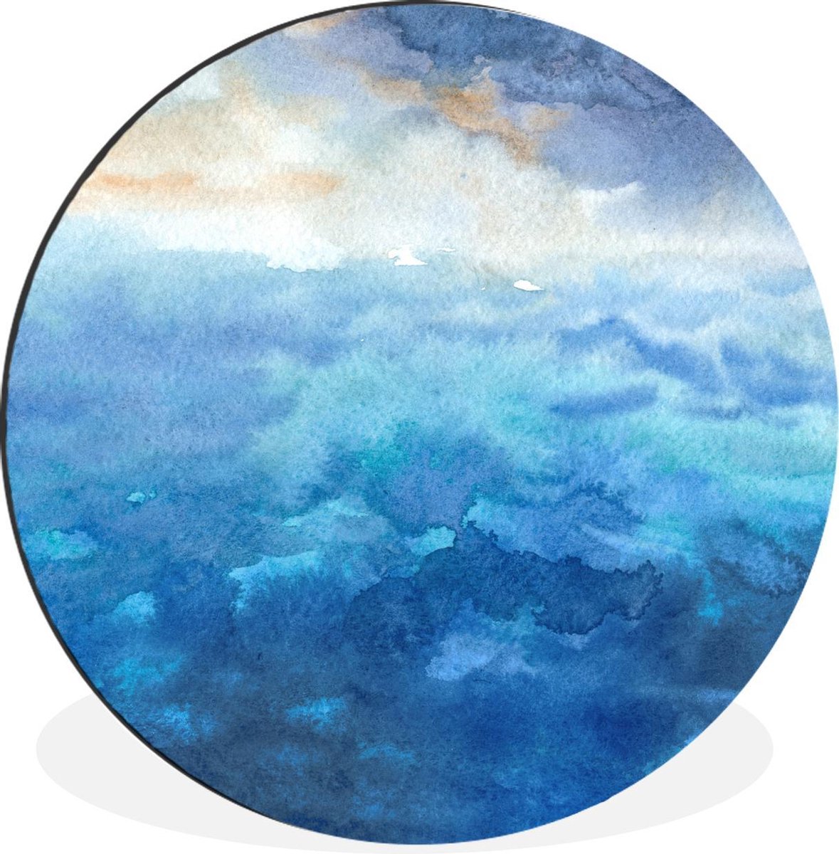 WallCircle - Wandcirkel - Muurcirkel - Zee - Waterverf - Kleuren - Aluminium - Dibond - 90x90 cm - Binnen en Buiten