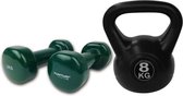 Tunturi - Fitness Set - Vinyl Dumbbell 2 x 2 kg - Kettlebell 8 kg