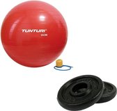 Tunturi - Fitness Set - Halterschijven 2 x 0,5 kg - Gymball Rood 65 cm