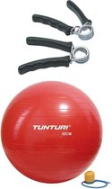 Tunturi - Fitness Set - Knijphalters 2 stuks - Gymball Rood 55 cm