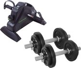 Tunturi - Fitness Set - Cardio Mini Bike - Stoelfiets & Halterset 20 kg incl 2 Dumbbellstangen