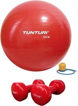 Tunturi - Fitness Set - Vinyl Dumbbell 2 x 3 kg  - Gymball Rood 55 cm