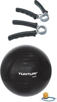 Tunturi - Fitness Set - Knijphalters 2 stuks - Gymball Zwart 75 cm
