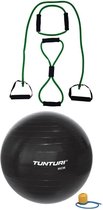 Tunturi - Fitness Set - Tubing Set Groen - Gymball Zwart 65 cm