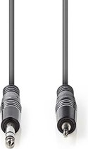 Nedis Stereo-Audiokabel - 6,35 mm Male - 3,5 mm Male - Vernikkeld - 1.50 m - Rond - Donkergrijs - Kartonnen Sleeve