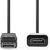 Nedis DisplayPort-Kabel - DisplayPort Male - HDMI Output - 4K@30Hz - Vernikkeld - 0.20 m - Rond - PVC - Zwart - Doos