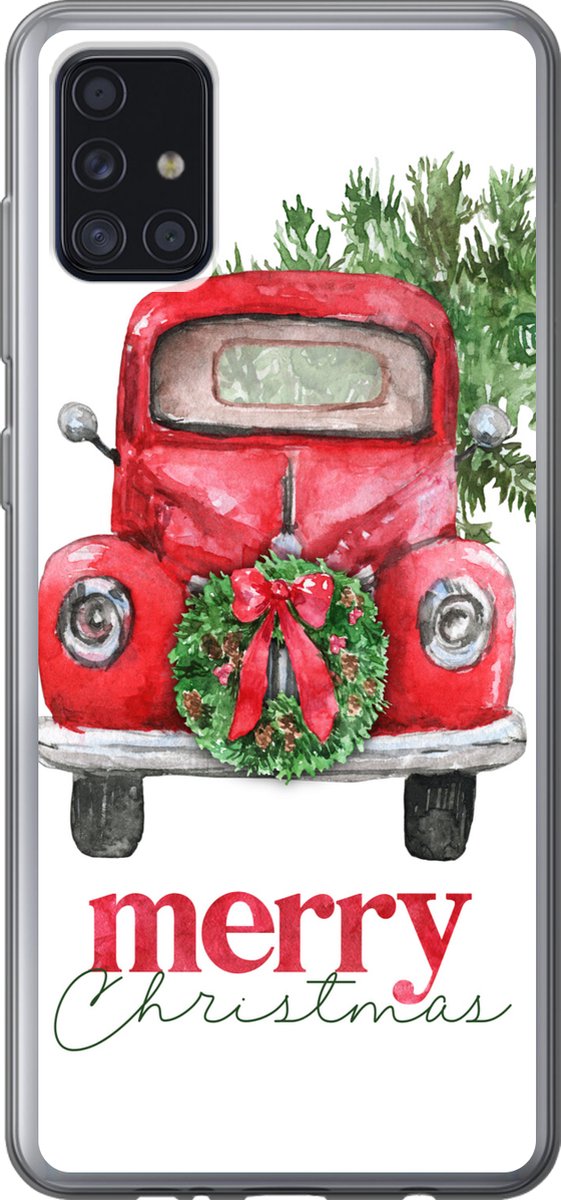 Telefoonhoesje Geschikt voor Samsung Galaxy A52 5G hoesje - Kerst - Auto - Spreuken - Quotes - Merry Christmas - Siliconen Telefoonhoesje Telefoonhoesje