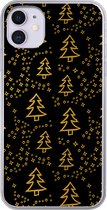 Geschikt voor iPhone 11 hoesje - Kerst - Goud - Zwart - Patroon - Siliconen Telefoonhoesje