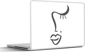 Laptop sticker - 12.3 inch - Gezicht - Abstract - Zwart - Wit - 30x22cm - Laptopstickers - Laptop skin - Cover