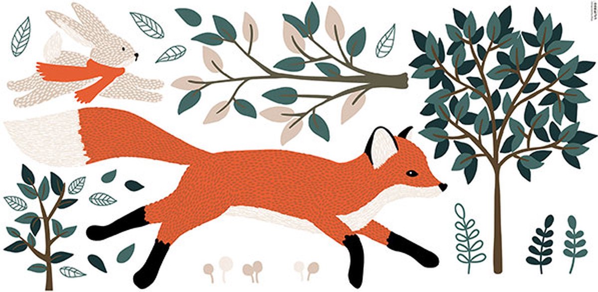 Lilipinso M. Fox muursticker XL Mr Fox forest running